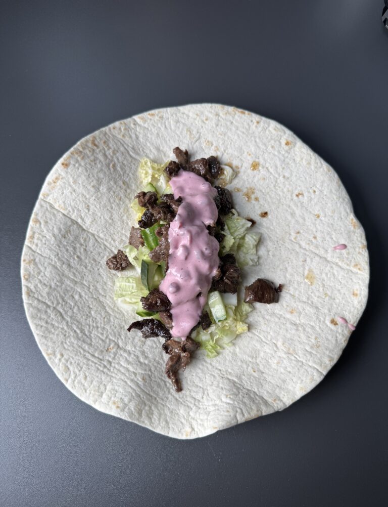 Finished result of the lunch: reindeer wrap with salad. Photo: Visit Alta
